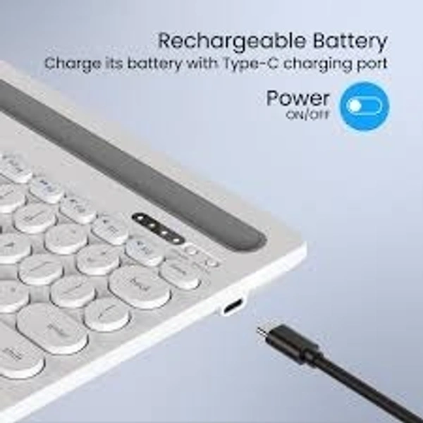 PORTRONICS BUBBLE DOCK RECHARGEABLE WIRLESS KEYBOARD - White