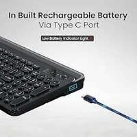 PORTRONICS BUBBLE 3.0 RECHARGEABLE WIRLESS KEYBOARD WITH IN TABLET & MOBILE HOLDER - Black