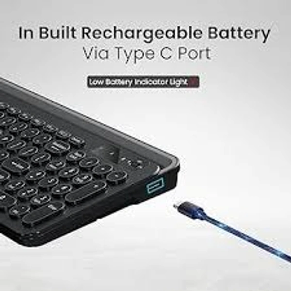PORTRONICS BUBBLE 3.0 RECHARGEABLE WIRLESS KEYBOARD WITH IN TABLET & MOBILE HOLDER - Black