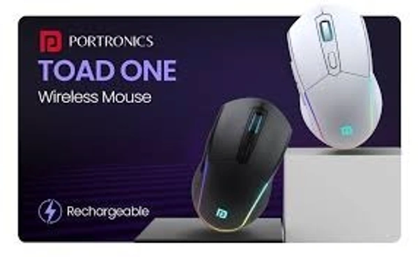 PORTRONICS TOAD ONE RECHARGEABLE WIRLESS MOUSE - White