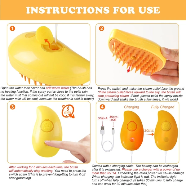 3-in-1 Pet Grooming Comb | Self-Cleaning Brush for Dogs & Cats | Massage & Steam Feature Included - Old Gold, Wattle, 💵 Free COD (Cash on Delivery), ↩️ Hassle Free Return., 🚚💨 Fast Delivery.