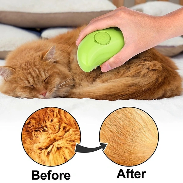 3-in-1 Pet Grooming Comb | Self-Cleaning Brush for Dogs & Cats | Massage & Steam Feature Included - Old Gold, Wattle, 💵 Free COD (Cash on Delivery), ↩️ Hassle Free Return., 🚚💨 Fast Delivery.