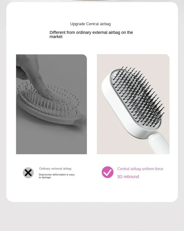 Advanced Self-Cleaning Hairbrush with 3D Air Cushion Massager and Anti-Static Comb - Women's Hair Styling Solution - Shocking Pink, Bombay, Brandy Rose, Mine Shaft, 💵 Free COD (Cash on Delivery), ↩️ Hassle Free Return., 🚚💨 Fast Delivery.