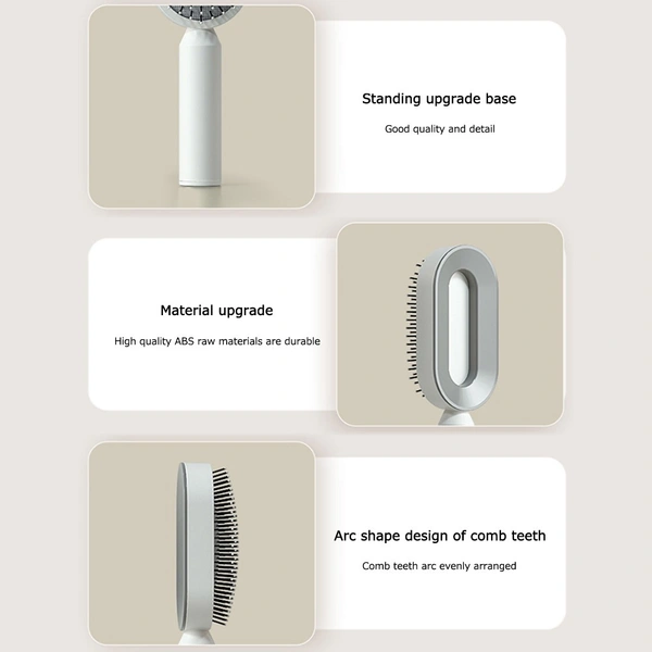 Advanced Self-Cleaning Hairbrush with 3D Air Cushion Massager and Anti-Static Comb - Women's Hair Styling Solution - Shocking Pink, Bombay, Brandy Rose, Mine Shaft, 💵 Free COD (Cash on Delivery), ↩️ Hassle Free Return., 🚚💨 Fast Delivery.