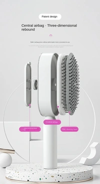 Advanced Self-Cleaning Hairbrush with 3D Air Cushion Massager and Anti-Static Comb - Women's Hair Styling Solution - Shocking Pink, Bombay, Brandy Rose, Mine Shaft, 💵 Free COD (Cash on Delivery), ↩️ Hassle Free Return., 🚚💨 Fast Delivery.