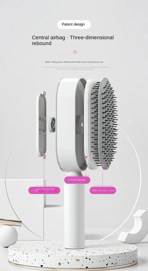 Advanced Self-Cleaning Hairbrush with 3D Air Cushion Massager and Anti-Static Comb - Women's Hair Styling Solution - Shocking Pink, Bombay, Brandy Rose, Mine Shaft, 💵 Free COD (Cash on Delivery), ↩️ Hassle Free Return., 🚚💨 Fast Delivery.