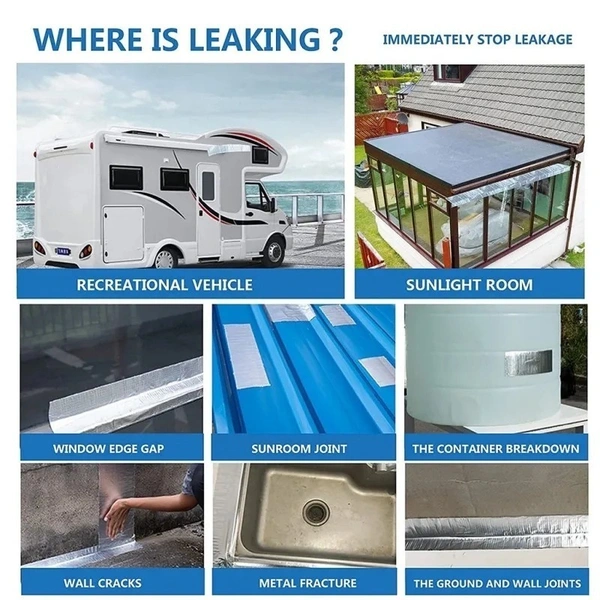 Aluminum Foil Butyl Rubber Waterproof Tape High Temperature Resistance Pipes Walls Leak Sticker NanoGuard ProSeal Tape - Aluminium, Roll Width: 5cm, 10cm, 15cm, 20cm, Max 120cm, 💵 Free COD (Cash on Delivery), ↩️ Hassle Free Return., 🚚💨 Fast Delivery.