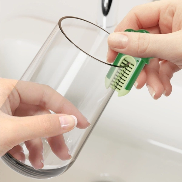 Carrot Shape 3-in-1 Multi-functional Cup Brush: Long Handle Sponge Brush for Water Bottle, Cup, and Cap Gap Cleaning - Orange, Green Mist, 💵 Free COD (Cash on Delivery), ↩️ Hassle Free Return., 🚚💨 Fast Delivery.
