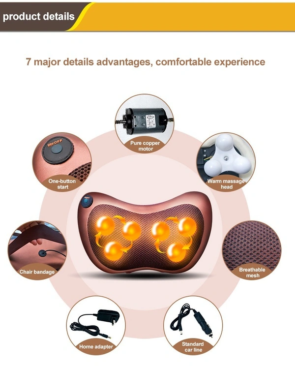 Shiatsu Electric Massage Pillow – Full Body Neck, Shoulder & Car Seat Relaxation - Brown, 💵 Free COD (Cash on Delivery), ↩️ Hassle Free Return., 🚚💨 Fast Delivery.