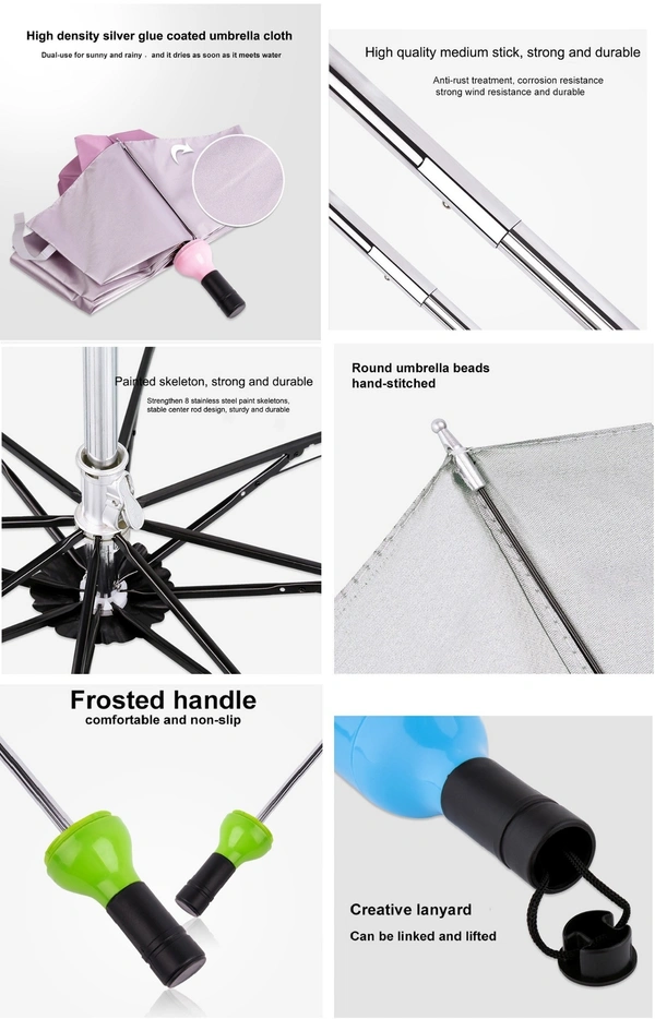 Compact 5-Fold Mini Umbrella - Portable, Lightweight, UV Protection, Sun and Rain Shield, Cute Bottle Design - Sulu Green, Bright Sun, Picton Blue, Cupid Pink, 💵 Free COD (Cash on Delivery), ↩️ Hassle Free Return., 🚚💨 Fast Delivery.