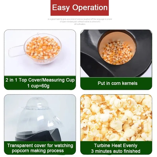 Compact Electric Hot Air Popcorn Maker - Oil-Free, Automatic, Portable Home Popcorn Machine - Red, 💵 Free COD (Cash on Delivery), ↩️ Hassle Free Return., 🚚💨 Fast Delivery.