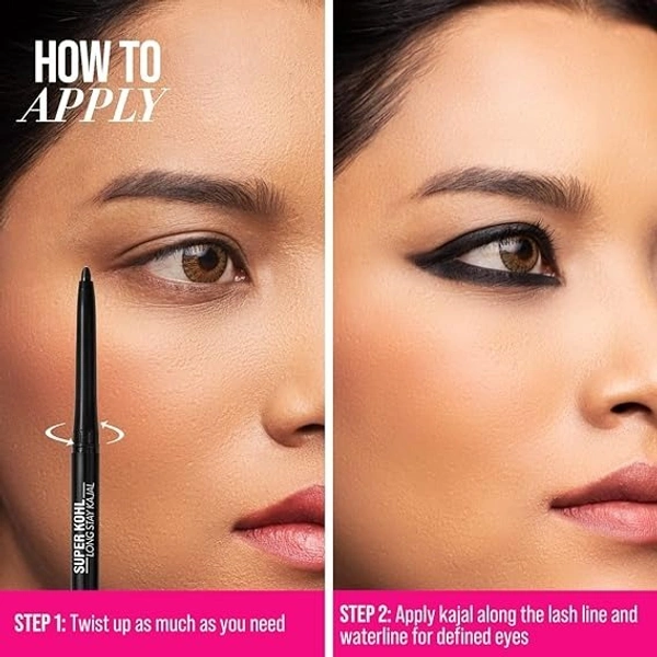 MyGlamm Super Kohl Kajal - Black | Smudge-Proof, Waterproof, Long-Lasting Matte Eye Pencil - Black