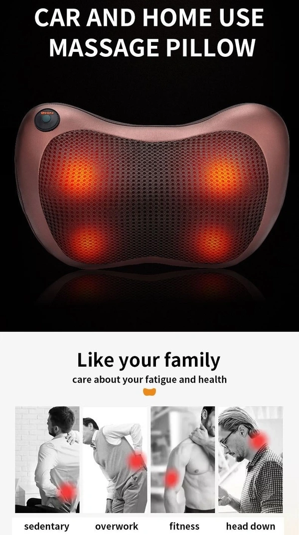 Shiatsu Electric Massage Pillow – Full Body Neck, Shoulder & Car Seat Relaxation - Brown, 💵 Free COD (Cash on Delivery), ↩️ Hassle Free Return., 🚚💨 Fast Delivery.