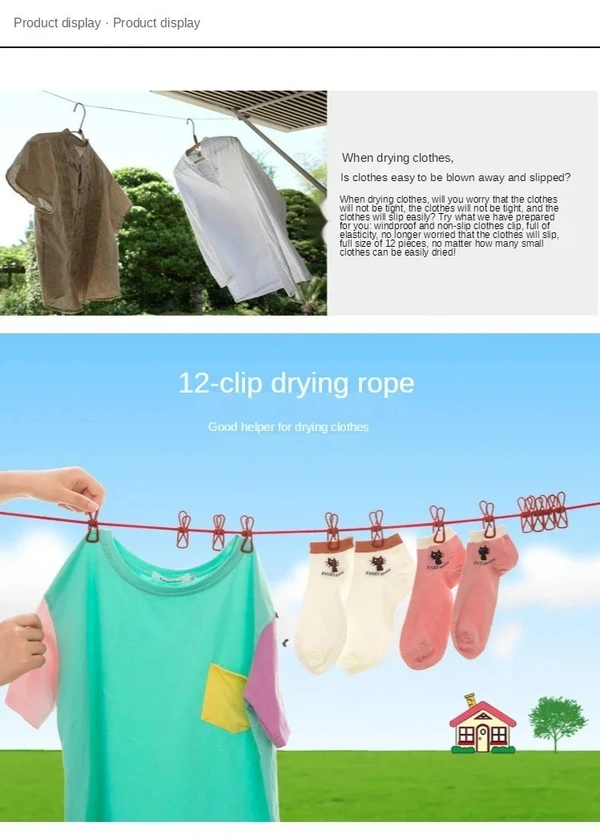 Outdoor Retractable Laundry Drying Rack with 12 Clips: Portable Clothesline for Convenient Clothes Drying - Royal Purple, Night Shadz, Bay of Many, Black, 💵 Free COD (Cash on Delivery), ↩️ Hassle Free Return., 🚚💨 Fast Delivery.