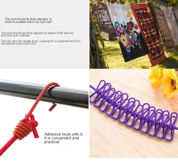 Outdoor Retractable Laundry Drying Rack with 12 Clips: Portable Clothesline for Convenient Clothes Drying - Royal Purple, Night Shadz, Bay of Many, Black, 💵 Free COD (Cash on Delivery), ↩️ Hassle Free Return., 🚚💨 Fast Delivery.