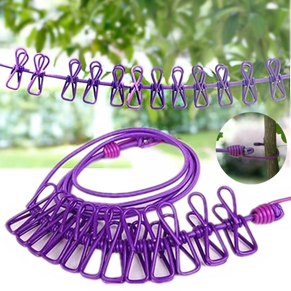 Outdoor Retractable Laundry Drying Rack with 12 Clips: Portable Clothesline for Convenient Clothes Drying - Royal Purple, Night Shadz, Bay of Many, Black, 💵 Free COD (Cash on Delivery), ↩️ Hassle Free Return., 🚚💨 Fast Delivery.
