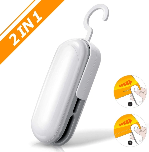 Portable Handheld Mini Bag Sealer: 2-in-1 Heat Sealer & Cutter, Battery-Powered Vacuum Sealing Saver Machine - White, 💵 Free COD (Cash on Delivery), ↩️ Hassle Free Return., 🚚💨 Fast Delivery.