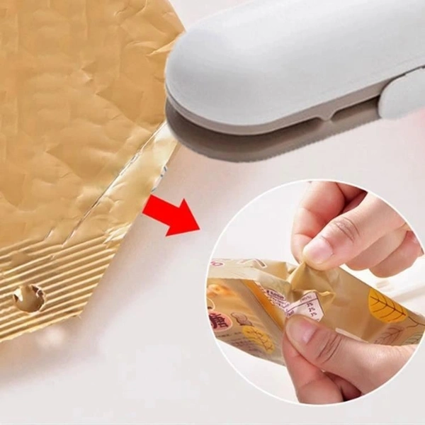 Portable Handheld Mini Bag Sealer: 2-in-1 Heat Sealer & Cutter, Battery-Powered Vacuum Sealing Saver Machine - White, 💵 Free COD (Cash on Delivery), ↩️ Hassle Free Return., 🚚💨 Fast Delivery.