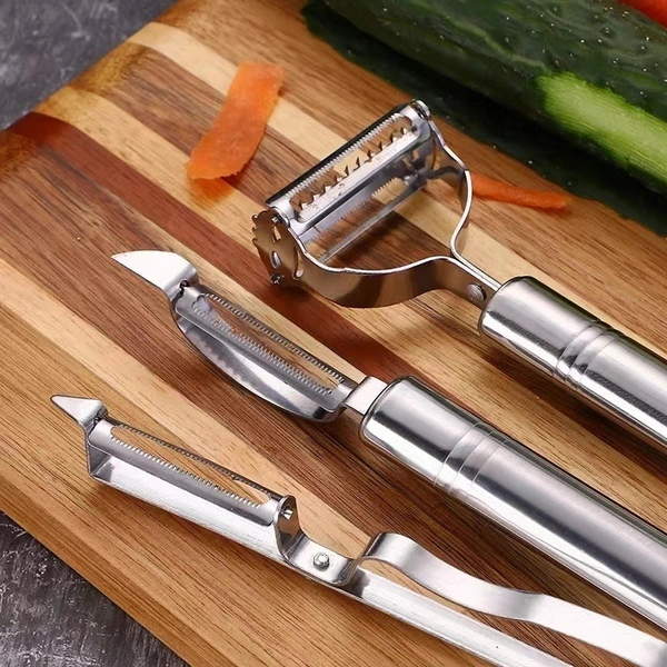 Premium Stainless Steel 3-Piece Set: Peeler, Potato Fruit Vegetable Peeler, and Paring Knife - Essential Kitchen Accessories - Stainless Steel, 💵 Free COD (Cash on Delivery), ↩️ Hassle Free Return., 🚚💨 Fast Delivery.