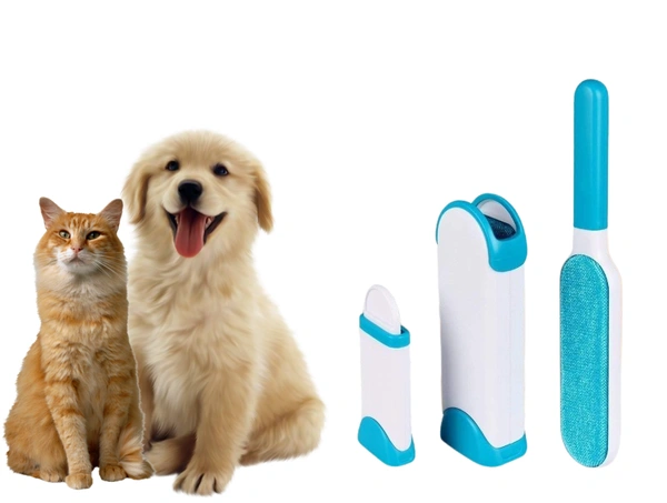 Reusable Pet Hair Remover Lint Roller Brush - Double-Sided Electrostatic Cleaner for Clothes, Sofa, and Bed - Perfect for Cat & Dog Fur - Gray, Cyan Aqua