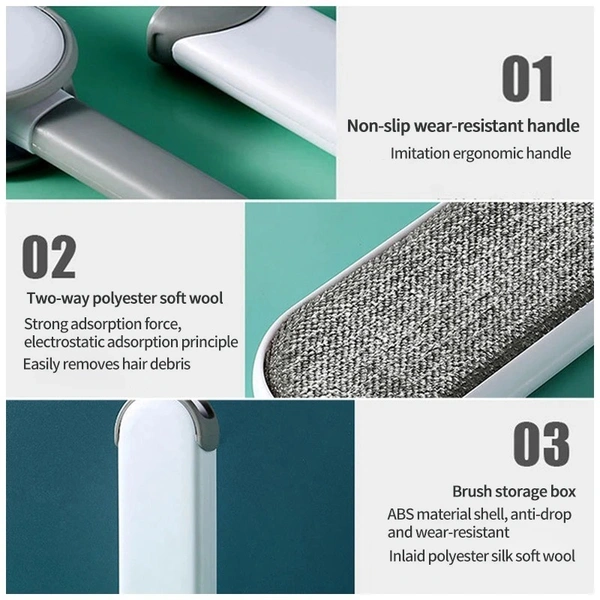 Reusable Pet Hair Remover Lint Roller Brush - Double-Sided Electrostatic Cleaner for Clothes, Sofa, and Bed - Perfect for Cat & Dog Fur - Gray, Cyan Aqua