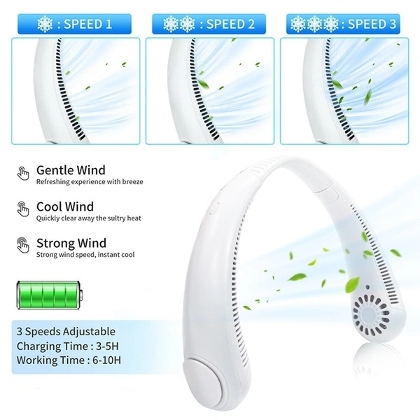 Silent Wearable Neck Fan USB Rechargeable Bladeless Mini Cooling Device for Sport, Travel, Home, Office - Mandys Pink, White, Plantation, 💵 Free COD (Cash on Delivery), ↩️ Hassle Free Return., 🚚💨 Fast Delivery.