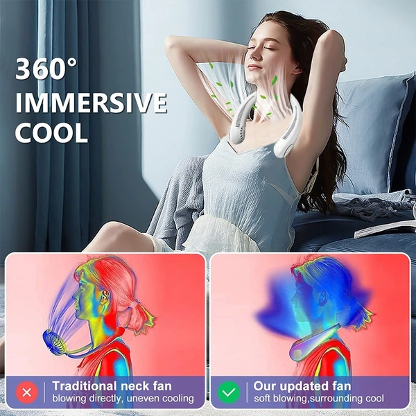 Silent Wearable Neck Fan USB Rechargeable Bladeless Mini Cooling Device for Sport, Travel, Home, Office - Mandys Pink, White, Plantation, 💵 Free COD (Cash on Delivery), ↩️ Hassle Free Return., 🚚💨 Fast Delivery.