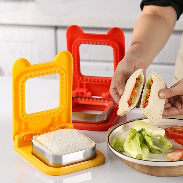Stainless Steel Square Sandwich Mould with Hand Guards - Premium Baking Tool for Toast Pocket Sandwiches - Web Orange, Milano Red, 💵 Free COD (Cash on Delivery), ↩️ Hassle Free Return., 🚚💨 Fast Delivery.