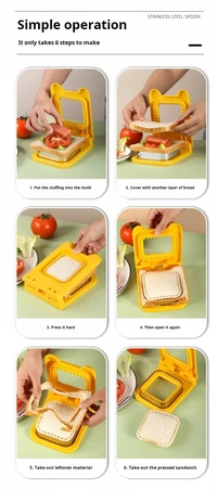 Stainless Steel Square Sandwich Mould with Hand Guards - Premium Baking Tool for Toast Pocket Sandwiches - Web Orange, Milano Red, 💵 Free COD (Cash on Delivery), ↩️ Hassle Free Return., 🚚💨 Fast Delivery.