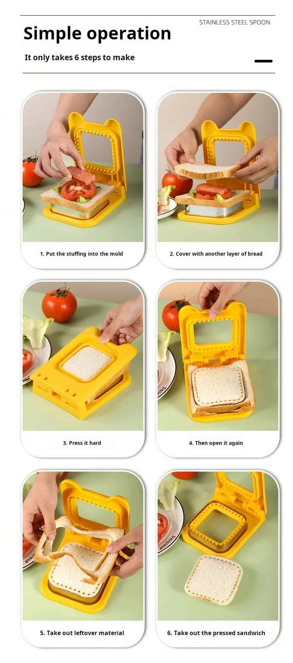 Stainless Steel Square Sandwich Mould with Hand Guards - Premium Baking Tool for Toast Pocket Sandwiches - Web Orange, Milano Red, 💵 Free COD (Cash on Delivery), ↩️ Hassle Free Return., 🚚💨 Fast Delivery.