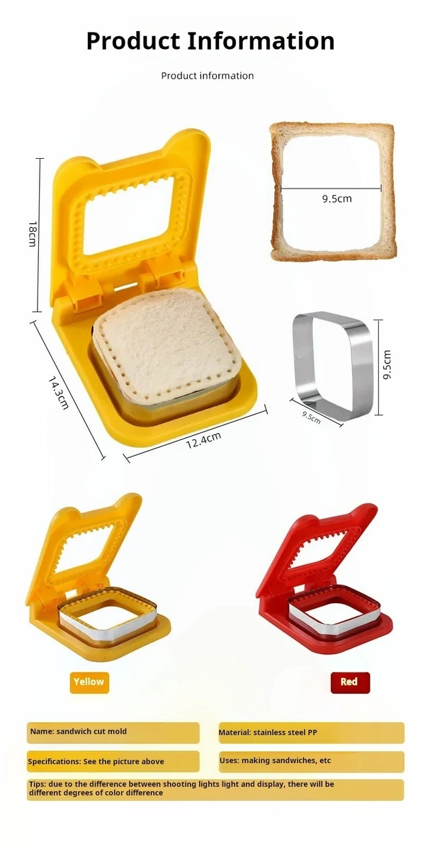 Stainless Steel Square Sandwich Mould with Hand Guards - Premium Baking Tool for Toast Pocket Sandwiches - Web Orange, Milano Red, 💵 Free COD (Cash on Delivery), ↩️ Hassle Free Return., 🚚💨 Fast Delivery.