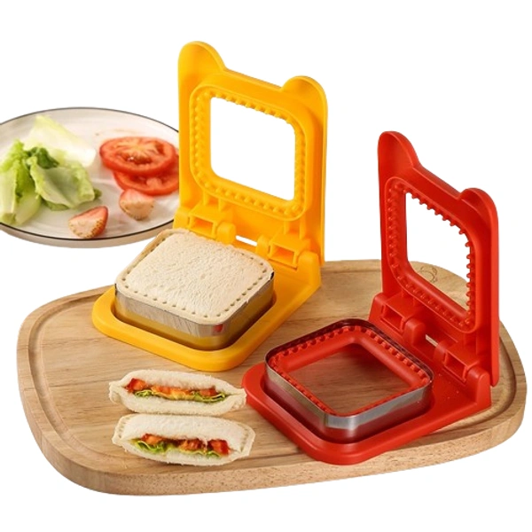 Stainless Steel Square Sandwich Mould with Hand Guards - Premium Baking Tool for Toast Pocket Sandwiches - Web Orange, Milano Red, 💵 Free COD (Cash on Delivery), ↩️ Hassle Free Return., 🚚💨 Fast Delivery.