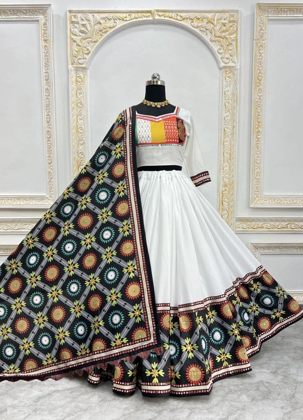 Gracy Fashion Luxe Cotton Lehenga with Real Mirror Work | 4 Meter Flair | Stitched to XXL
