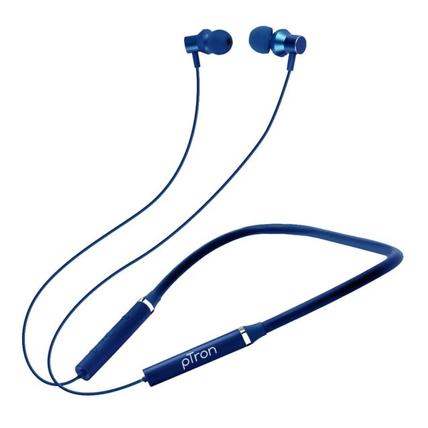 PTron pTron Tangentbeat Wireless Bluetooth Neckband Earphones with Mic – Dark Blue | In-Ear, Long Battery Life & Premium Sound - Dark Blue