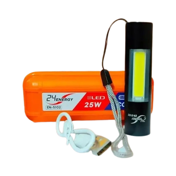 24 Energy “24 Energy® 25W Rechargeable LED Torch Light | COB Light | USB Charging | Emergency Flashlight | Portable Handy Light with Case”