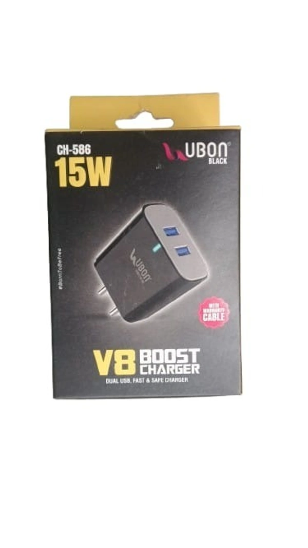 UBON CH-586 V8 Boost Charger 15W – Dual USB Fast & Safe Charger - Black