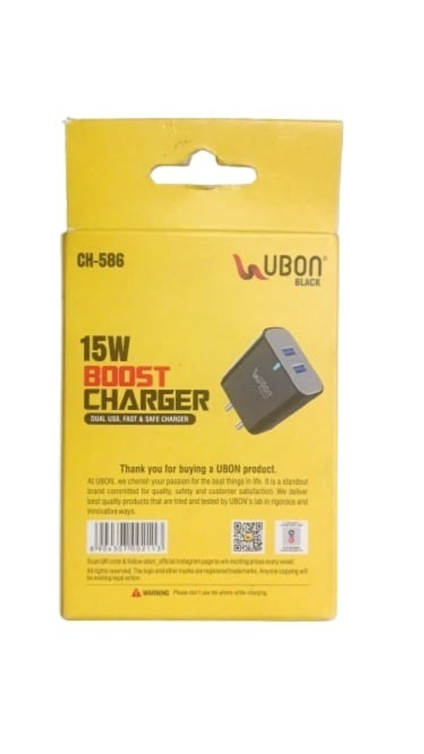 UBON CH-586 V8 Boost Charger 15W – Dual USB Fast & Safe Charger - Black