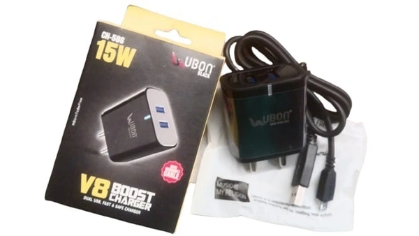 UBON CH-586 V8 Boost Charger 15W – Dual USB Fast & Safe Charger - Black