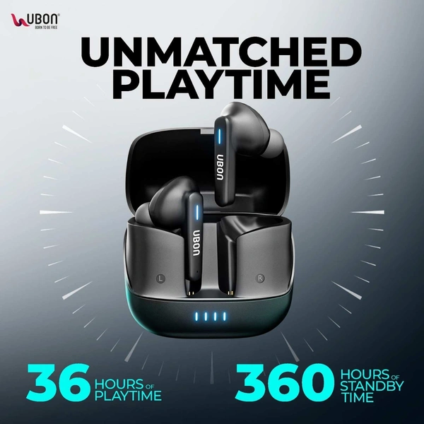 UBON J23 Topper Series: Premium Truly Wireless Earbuds With 36 Hours Playtime & Noise Isolation Features - BLUE