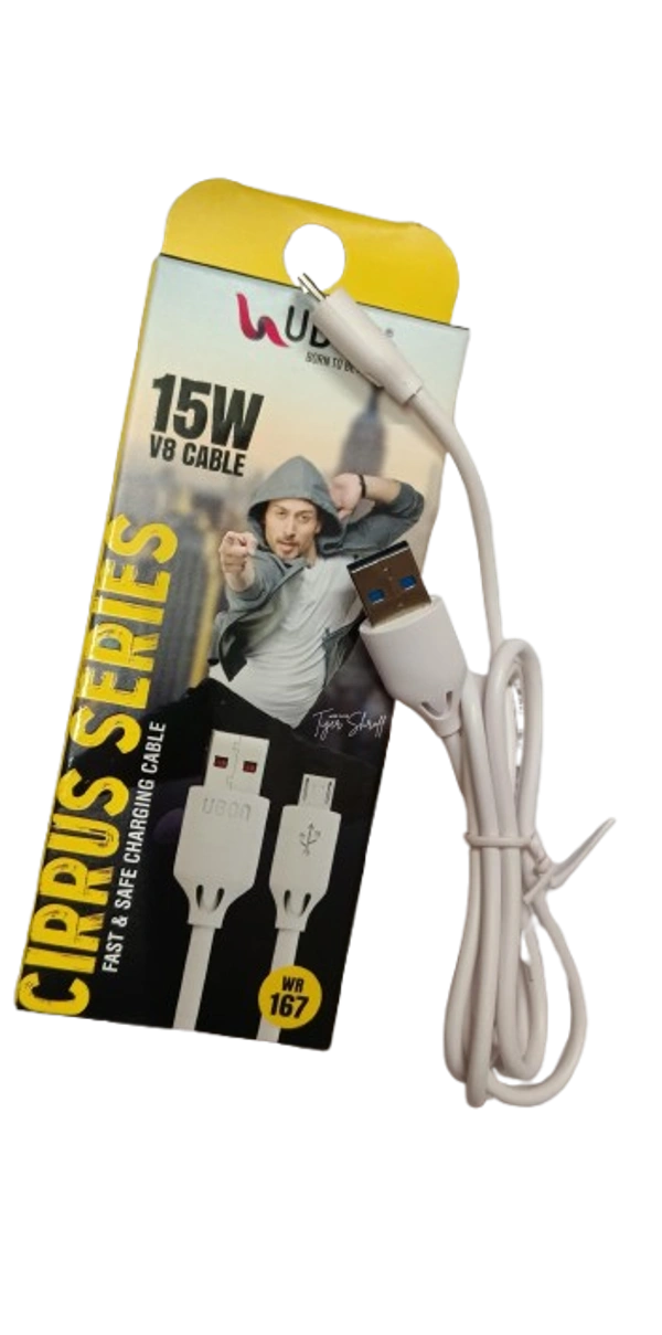 UBON CIRRUS Series – 15W V8 Charging Cable” “Fast Charging, Safe Use - White, Black