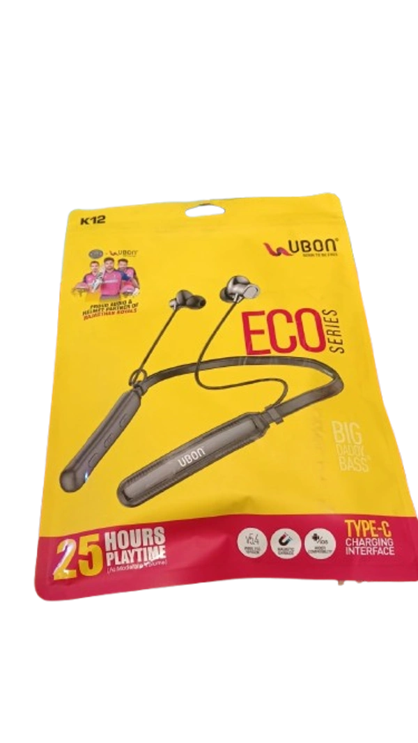 UBON K12 / K13 ECO Series Wireless Neckband | 25 Hours Playtime | Big Daddy Bass | Type-C Fast Charging