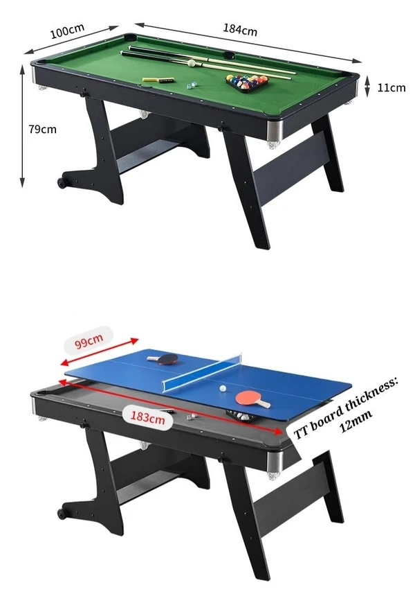 KD Folding 6ft Pool Table Portable Billiards Table for Home Office Multi Game Room Table