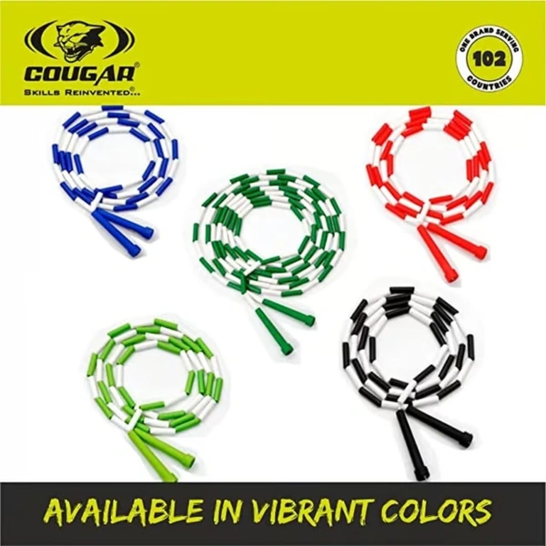 KD Cougar Beaded Jump Rope 9 FT- Jump Rope for Gym and Home | Skipping Rope for Men, Women, Kids, Children, Weight Loss, Adults | Best Exercise Workout Fitness Accessory in Multi Color