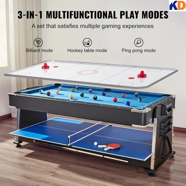 KD Sports 3 in 1 Game Room Table Pool Air Hockey TT Table & Dining Table