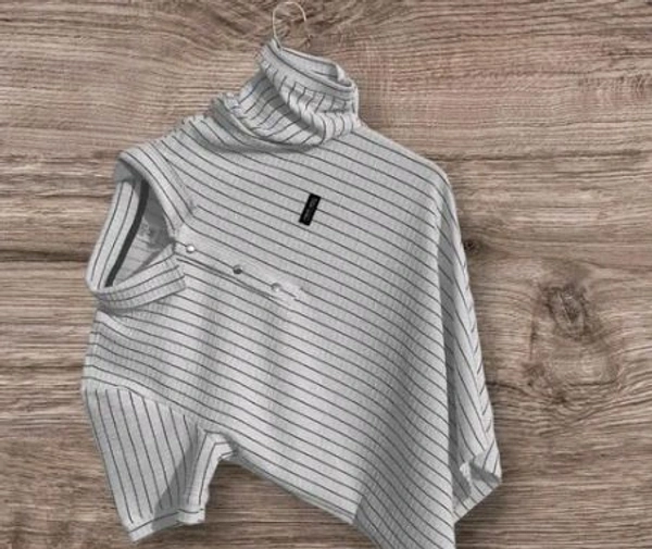styylloft fashion's styylloft's new trendy striped polo neck t-shirt men's - White, xxl