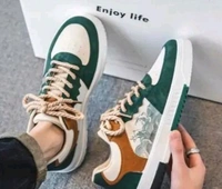 styylloft fashion's  Styylloft:Men's white casual sneaker shoes  with green print  - Green, IND-8
