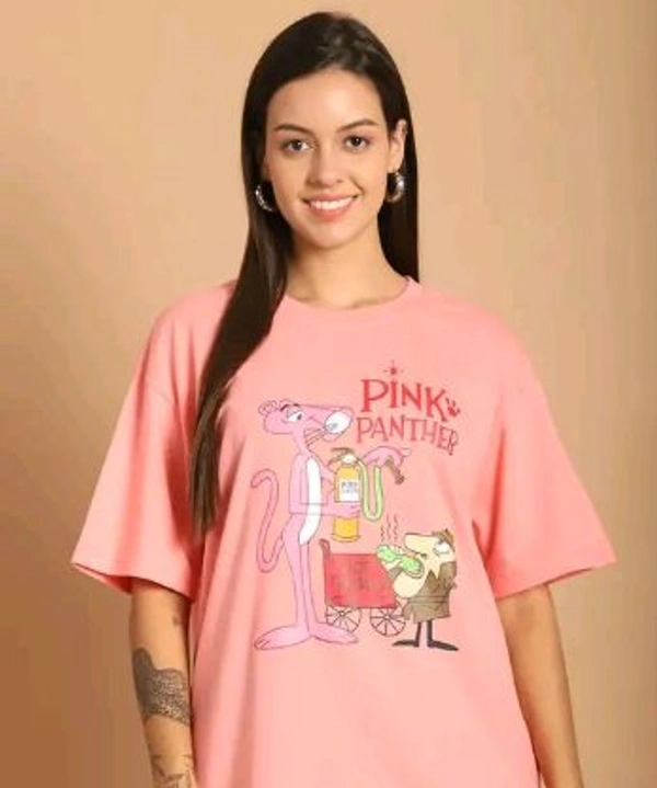 Styylloft Fashion's Styylloft': graphic printedb oversized  T-shirt for women  - Pink, m