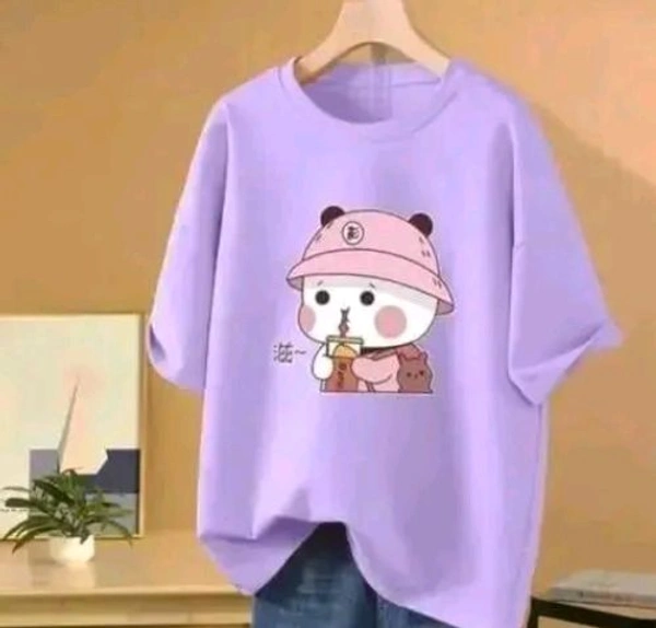 Styylloft Fashion's Styylloft's: Panda print Women Oversized T-shirt  - Purple, m