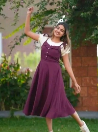 Styylloft Fashion's Styylloft's:  Women's Wine color dungaree Dress WhiteTop Dress For Girl Classic  - wine, s