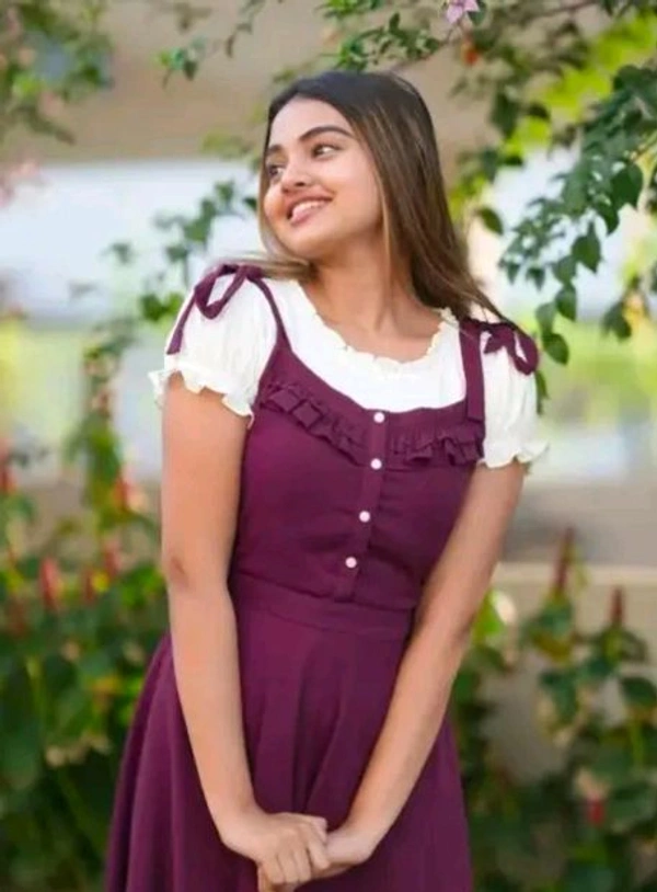 Styylloft Fashion's Styylloft's:  Women's Wine color dungaree Dress WhiteTop Dress For Girl Classic  - wine, s